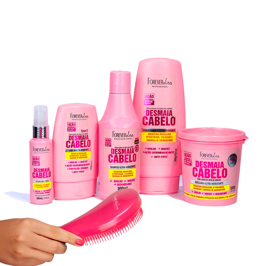 Kit Desmaia Cabelo Completo Forever Liss e Escova P/ Cabelo