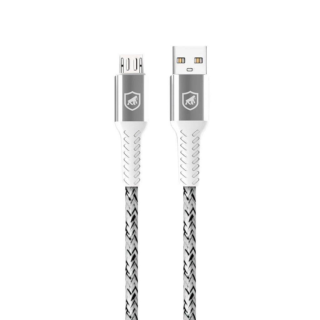 Cabo Nylon Kevlar Micro USB V8 / USB A - 1,5M - Branco - Gshield