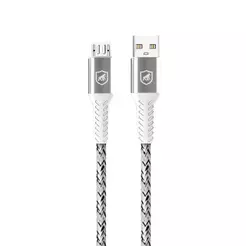 Cabo Nylon Kevlar Micro USB V8 / USB A - 1,5M - Branco - Gshield
