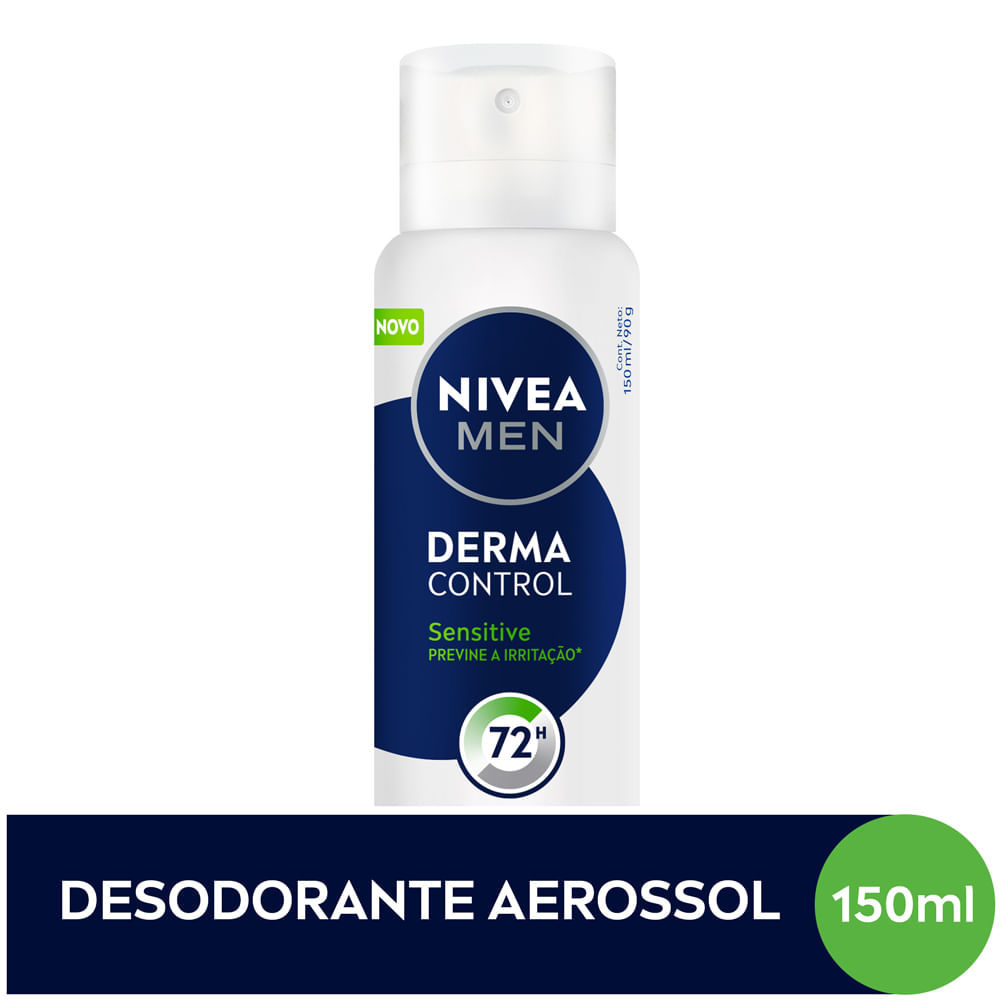 Detalhes do Desodorante Nivea Men Derma Control Sensitive Aerossol 72h Antitranspirante 150ml