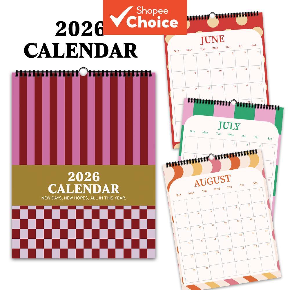 Calendário de Parede 1pc 2026, Design Geométrico Abstrato, Esquema de Cores Morandi, Imagens em Alta Definição,