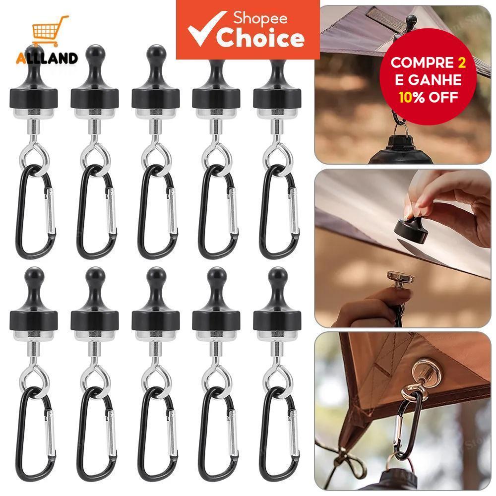 Imagem Gancho Magnético Multiuso Para Acampamento , Barraca Com Mosquetão , Adequado Camping , Viagens , Piquenique