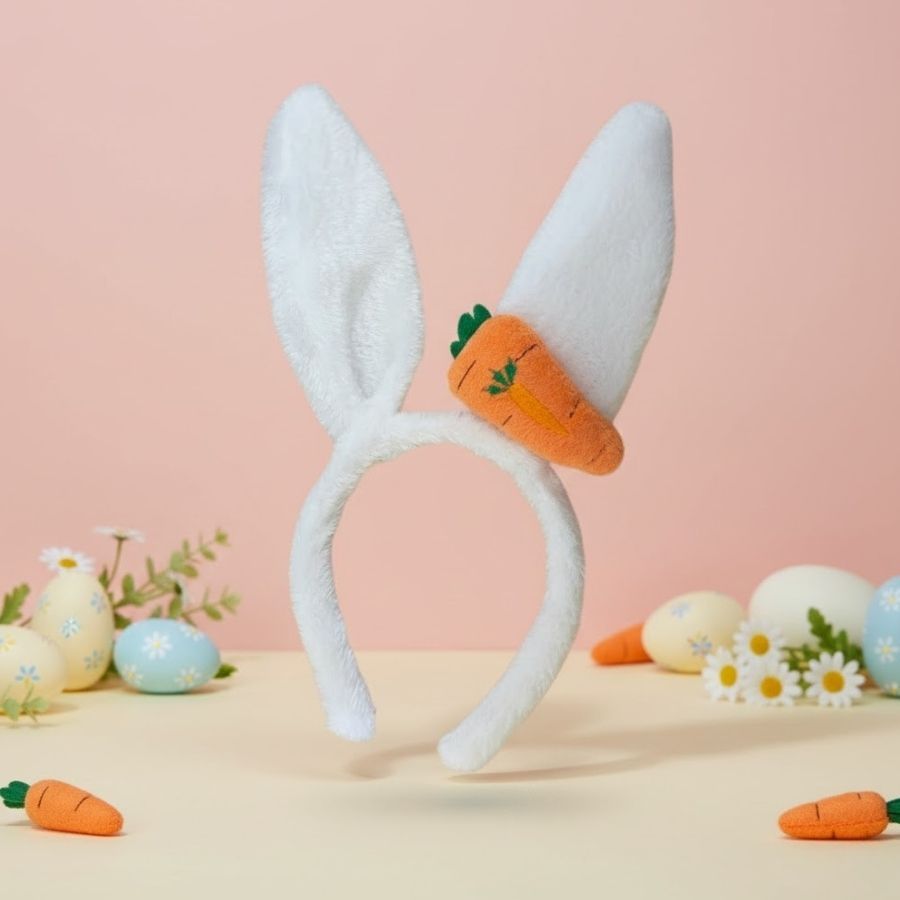 Tiara de Orelha de Coelho de Páscoa - Branco - 29x12cm - 1 unidade - Rizzo em Oferta na Shopee