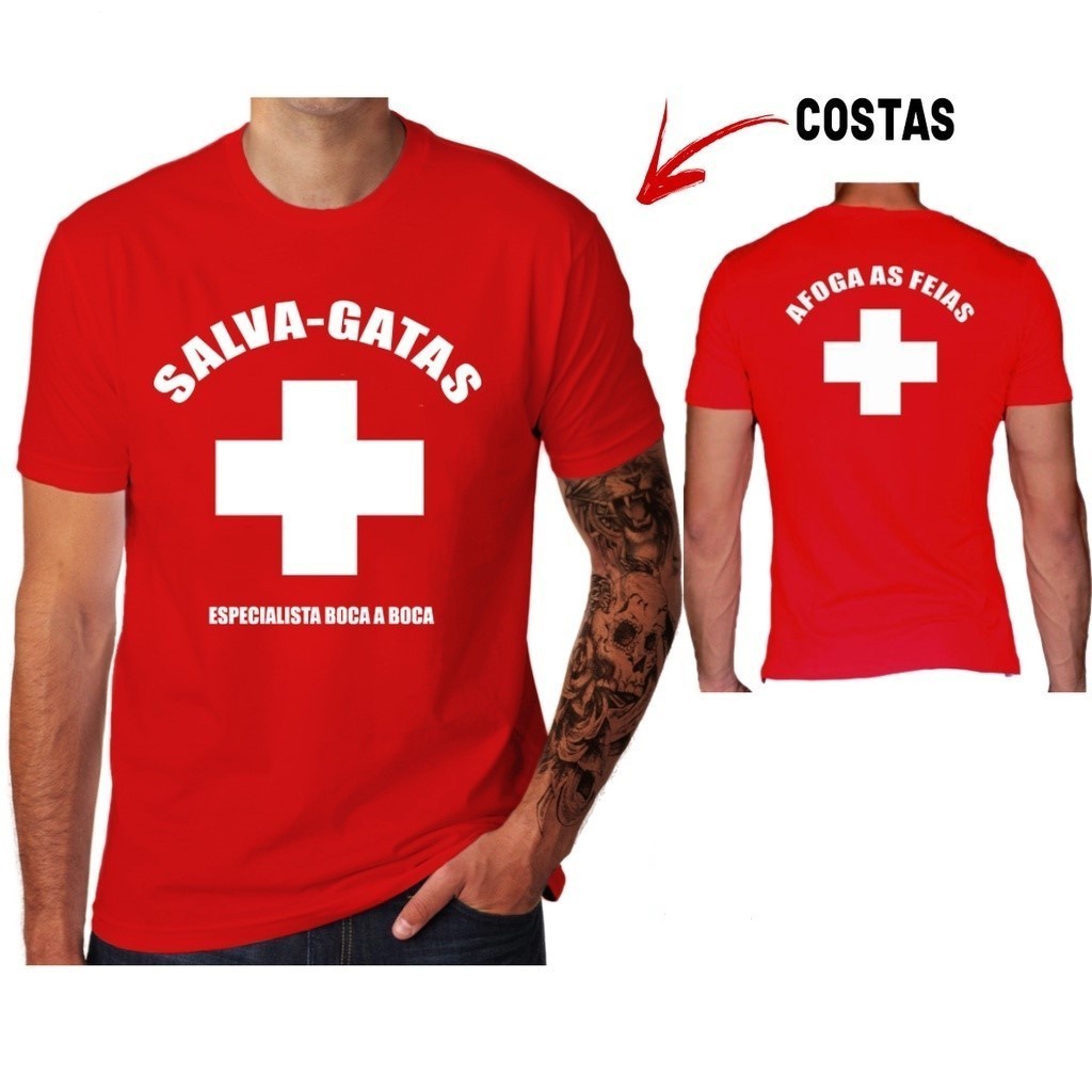 Camiseta Carnaval Salva vidas Salva Gatas Afoga Feias Unissex 100% Algodão Estampa DTF