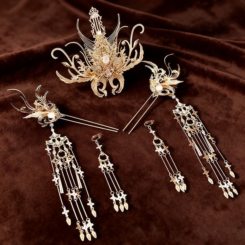 Antigo cocar coroa de cabelo borla acessórios para o cabelo hanfu antigo cocar novo chinês Retro novo estilo hanfu um co