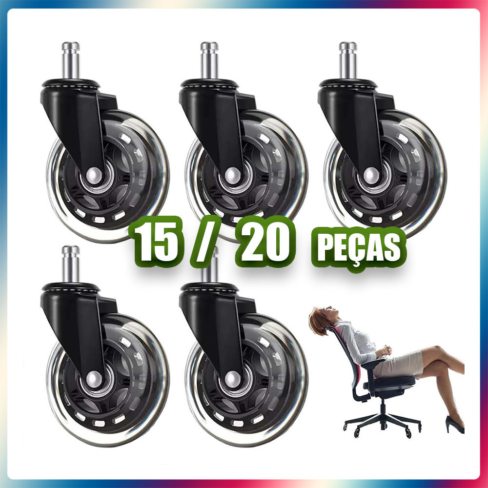 15/20 Rodízio para cadeira de escritório rodízio giratório silencioso para cadeira de computador roda para cadeira jogos