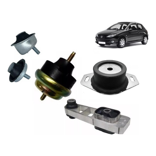 Kit Coxim Calço Motor + Lateral + Câmbio Peugeot 206 1.0 16v