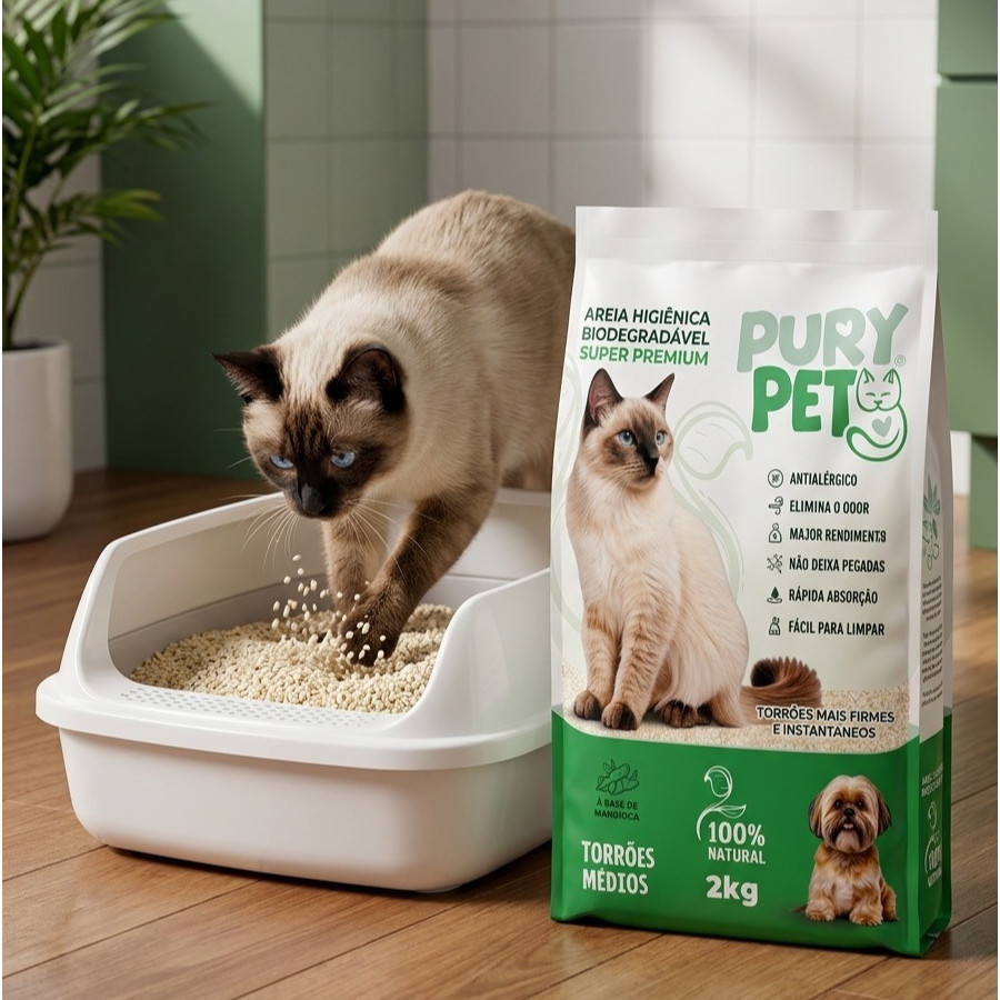 Areia Gato Premium Natural 100% Milho Aglomerante 4kg