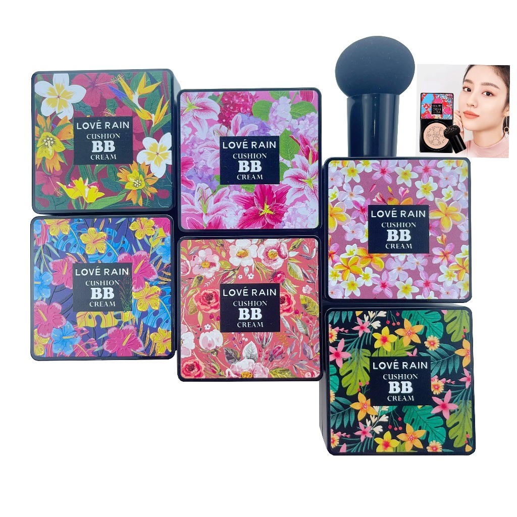 LOVÉ RAIN BB Cream/Base/Corretivo com Esponja com Formato de Cogumelo / Base Clareador Maquiagem