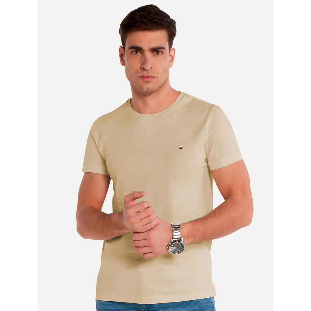 Imagem Camiseta Tommy Hilfiger Original Masculina Essential Cotton Cáqui Claro