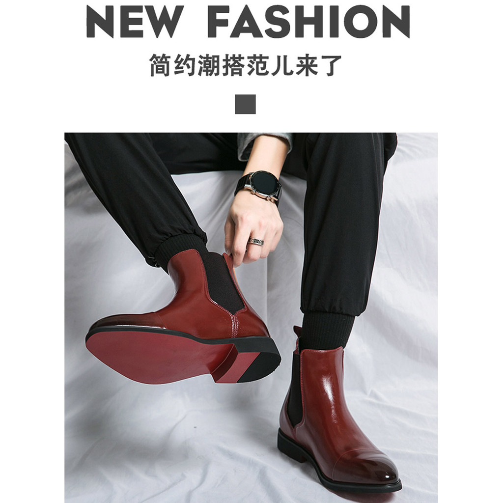 Chelsea Botas masculinas Martin Botas masculinas de couro genuíno Botas curtas pontiagudas Botas de couro casuais da mod