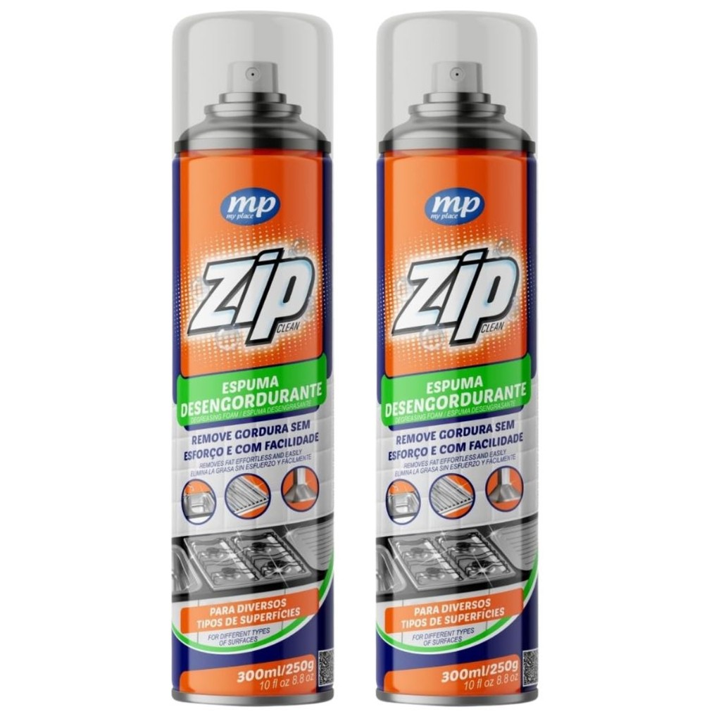 Kit 2 Espuma Desengordurante Spray 300ml Zip My Place