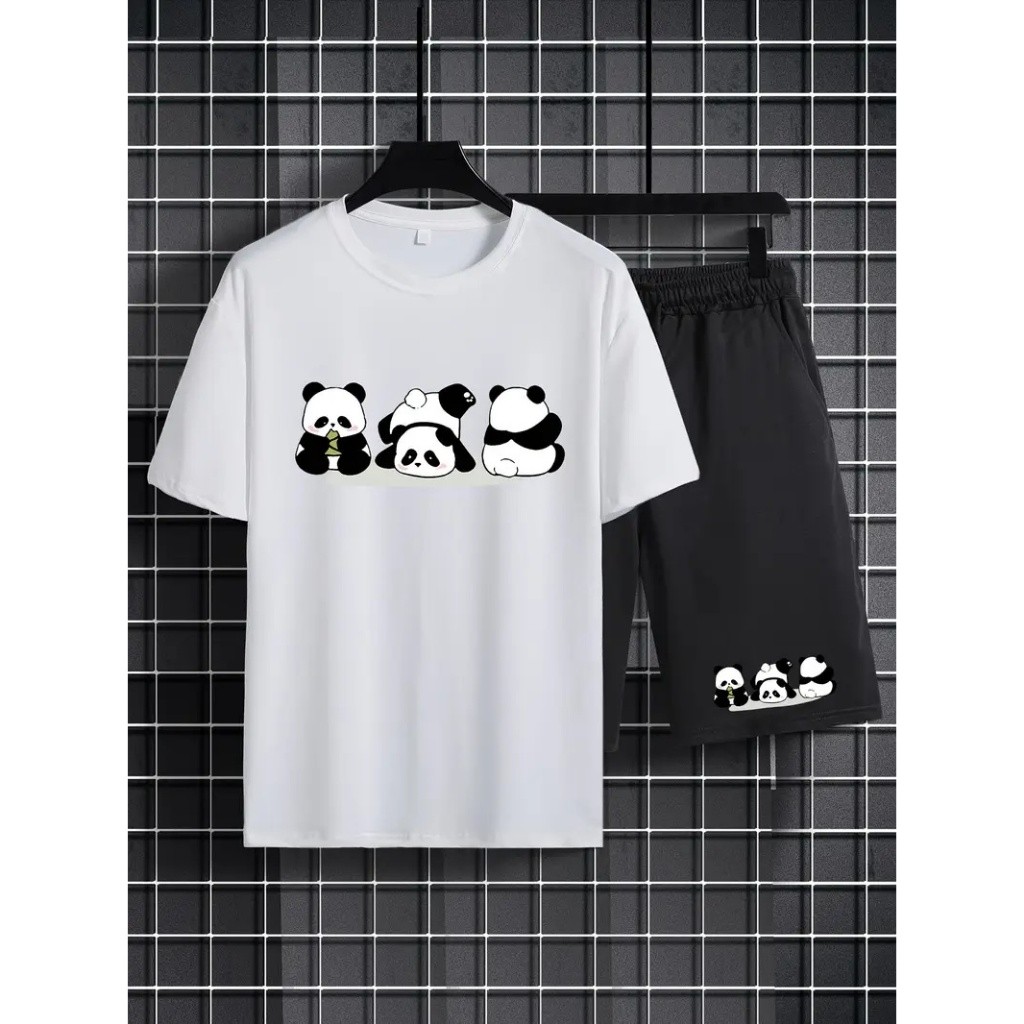 Conjunto Masculino Camiseta Basica Short Tactel Camisa Casual Bermuda Estampada Estilosa e Confortavel Dia Dia Academia