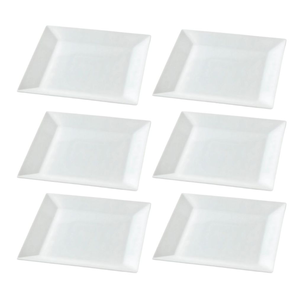 Jogo De Pratos Quadrados De Melamina 6 Peça Kit 6 Prato Raso Branco Profissional 25cm Refeições Yazi