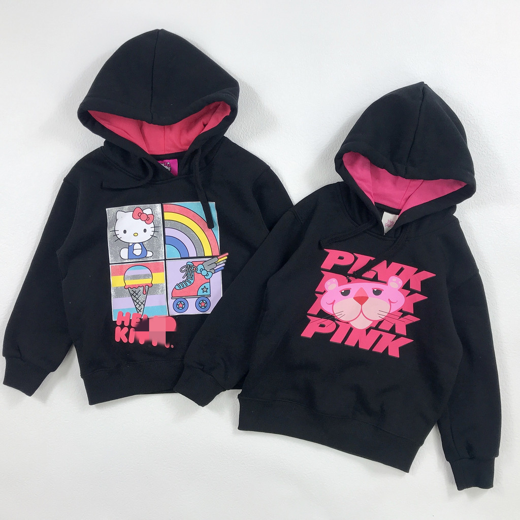 4-14 anos de idade comércio exterior roupas infantis meninas pulôver com capuz escovado dos desenhos animados moletom co