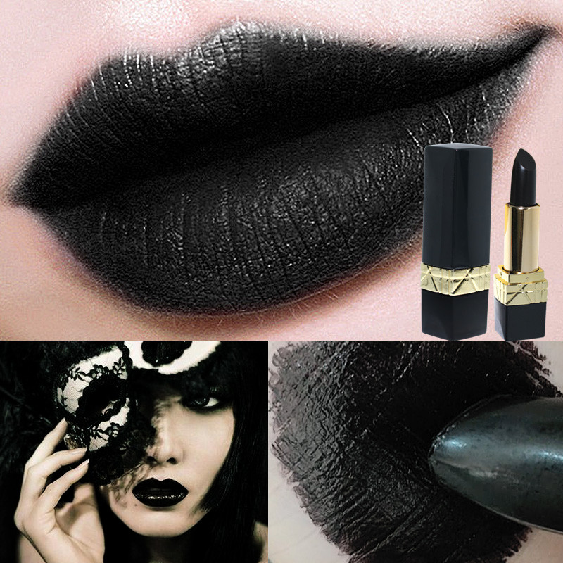 Batom preto puro unicórnio preto cor escura envenenamento cor preto cor escura vampiro preto vermelho Retro pasta preta