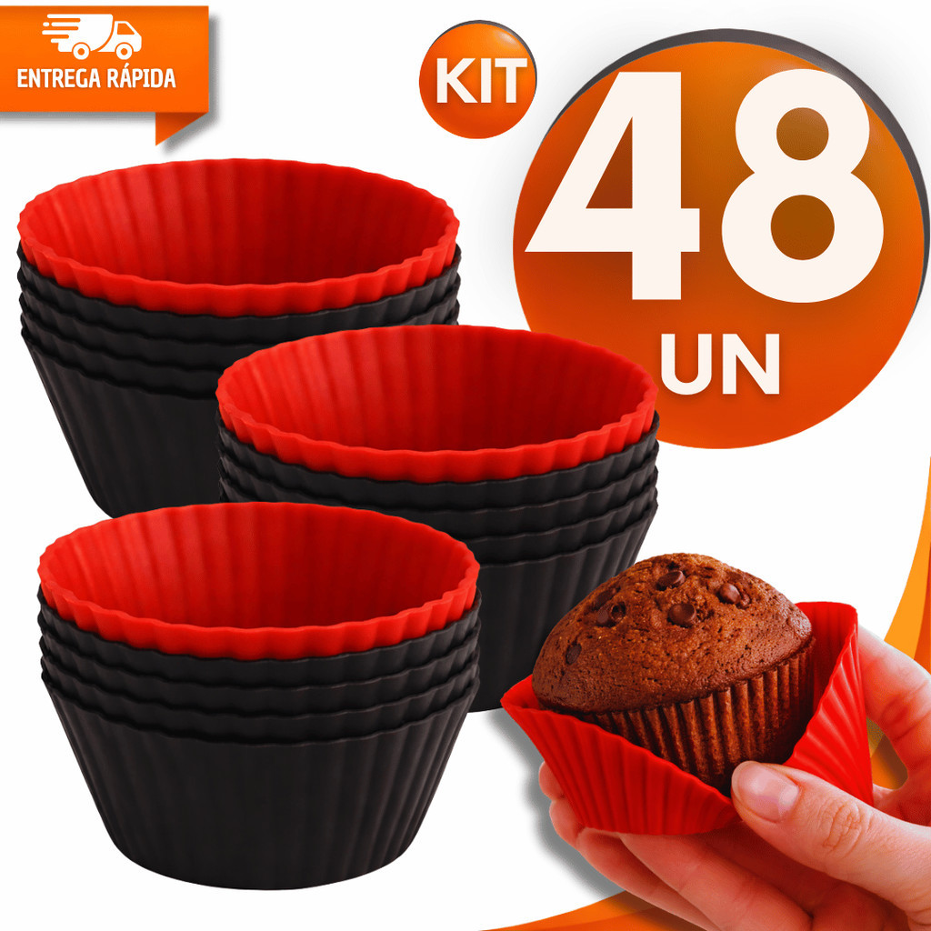Kit Forma Cupcake Silicone Air Fryer Forno Forminhas Assadeira Mini Bolo Cozinha Utensílios