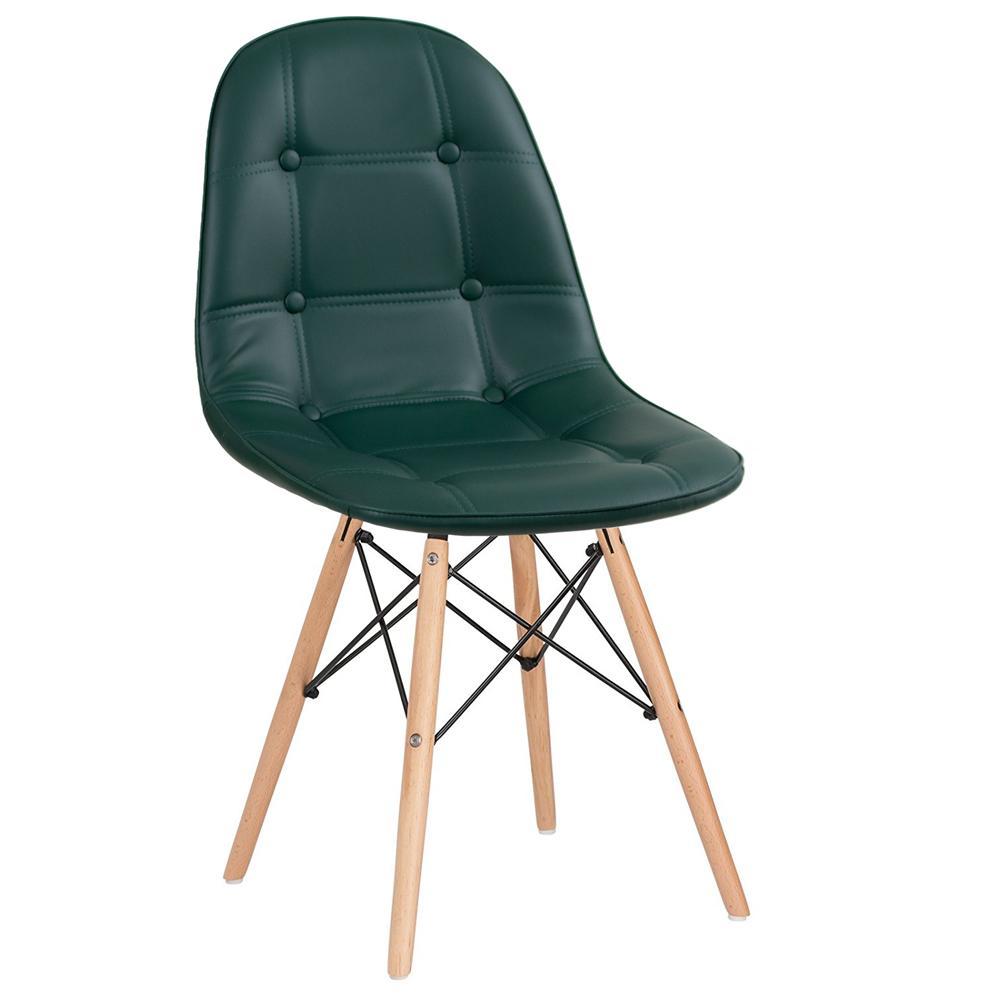 Cadeira Laráz Eames Eiffel Botonê Estofada - Verde escuro
