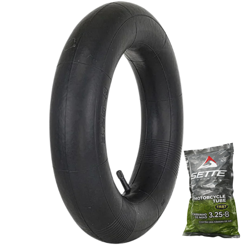 Câmara de Ar 3.25x8 Reforçada para Pneus Carrinho De Mão Carriola Carretinha Carga construção Jardinagem KitSette