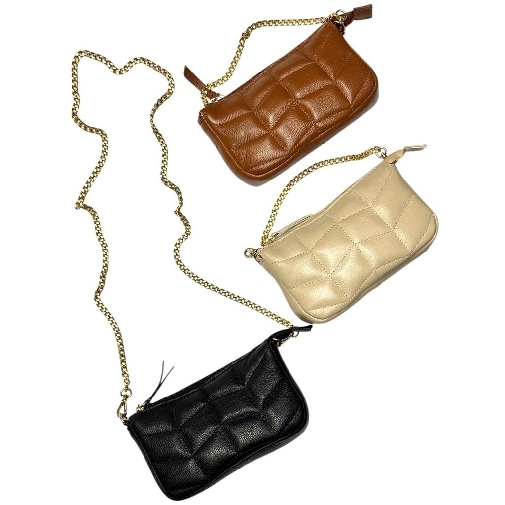 Bolsa Luz Matelassê Pequena Couro Legítimo