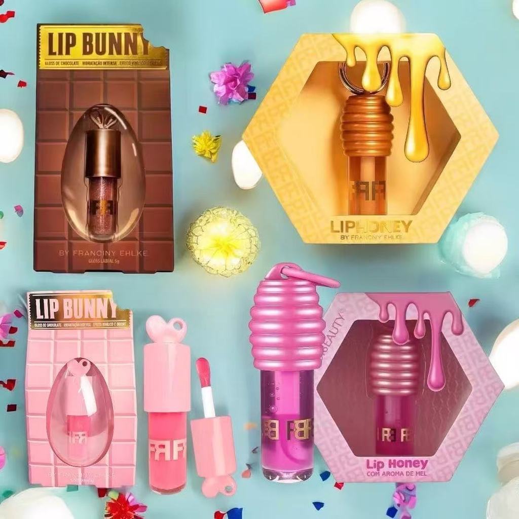 Kit 3 Gloss Labial Liphoney + Lipbunny Morango Chocolate Mel Incolor 