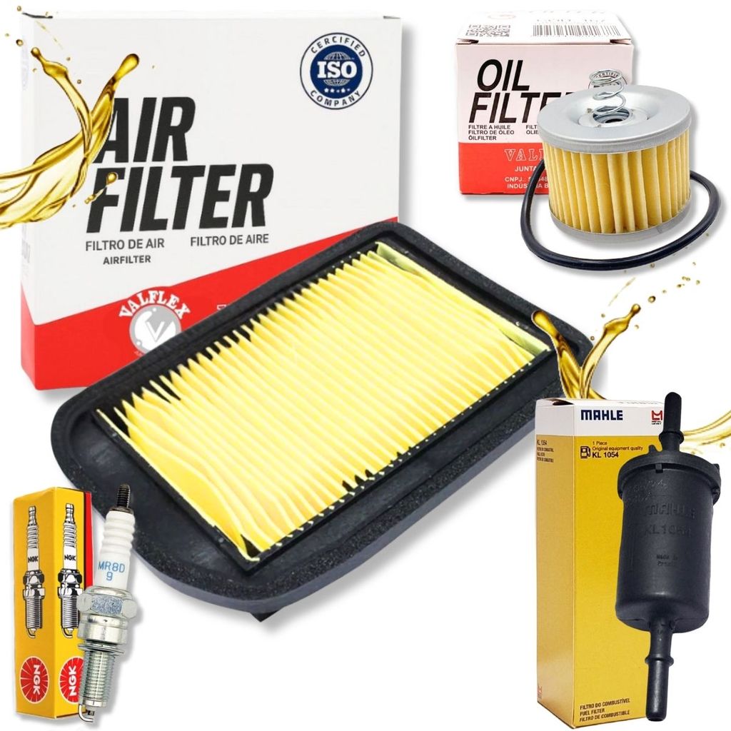 Kit de Filtros + Vela Ngk Factor 125 / Factor 150 / Fazer 150 / Crosser 150