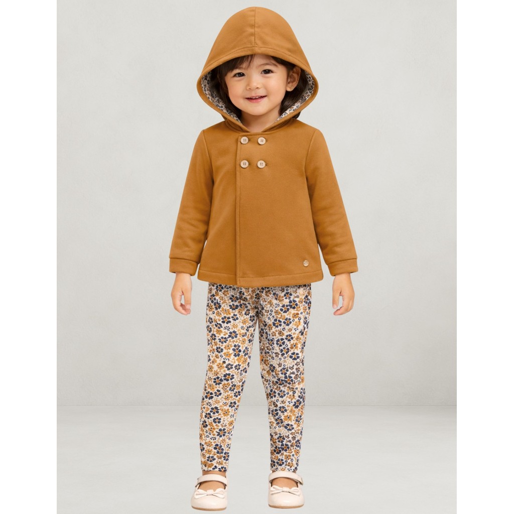 Conjunto Infantil Milon Inverno Menina Casaco Moletom e Legging Molicotton Confortável 2001500