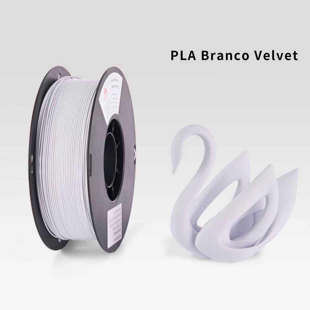 Filamento PLA Branco Velvet Premium 1Kg 1,75mm Efeito Aveludado Impressora 3D FDM Rise 3D