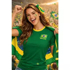 Camiseta Feminina Brasil Dryfit Verde Amarela look torcida Conforto e Estilo