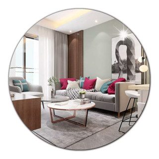 Espelho Decorativo Redondo Lapidado Parede Banheiro Sala Quarto 60cm+  Fita Dupla Face em Oferta na Shopee