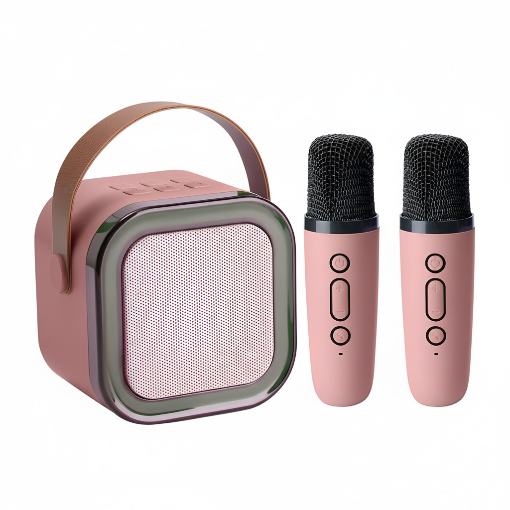 Imagem Caixa de Som Karaokê Bluetooth com Microfones Wireless Luz Ambiente RGB