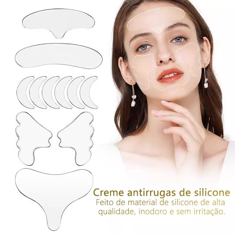 Tapa-Rugas Testa Adesivo Anti-Rugas Rosto Noturno | Silicone Reutilizável | 16 Peças | Suaviza Linhas Finas em Oferta na Shopee