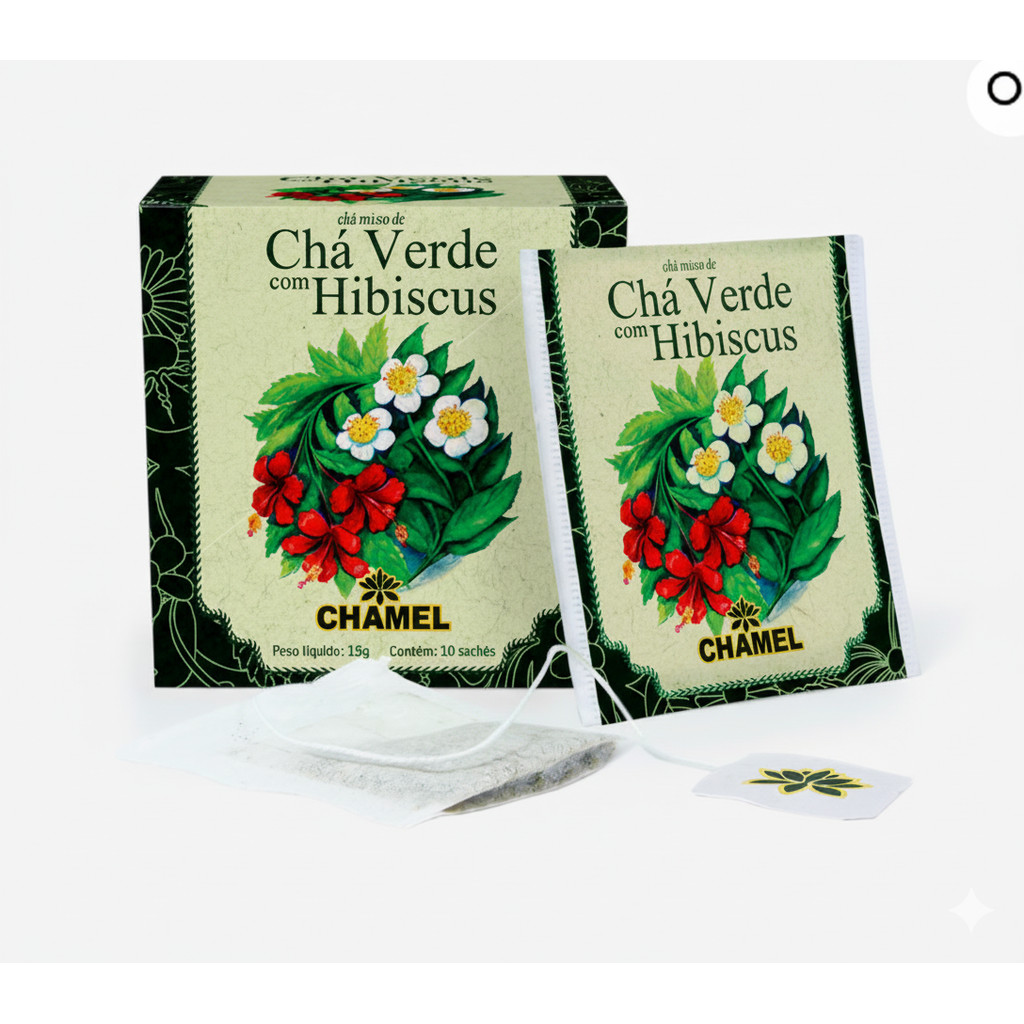 Sachê chá verde com Hibisco 15G - CHAMEL em Oferta na Shopee