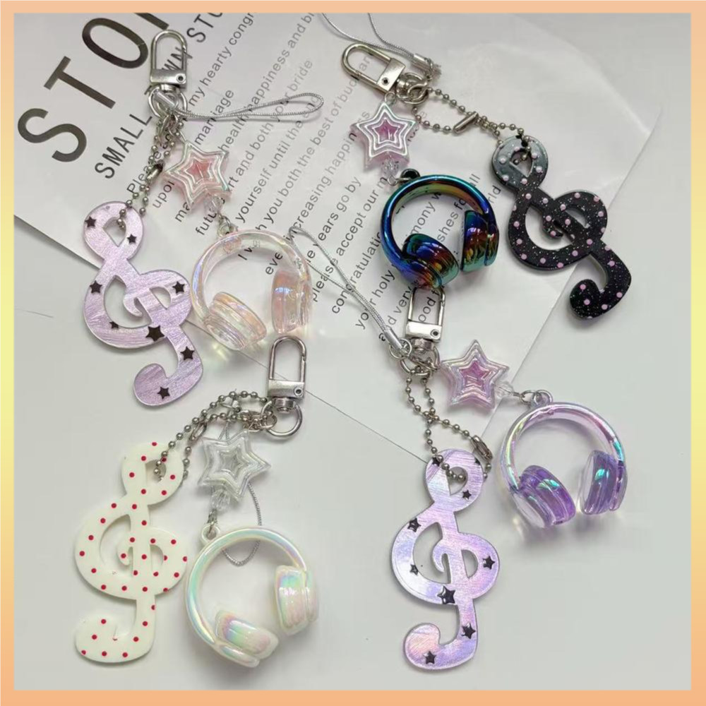 Adorável Chaveiro De Nota Musical Durável Acrílico Música Leve Bonito Frisado Para Presente De Aniversário Uso Diário Or