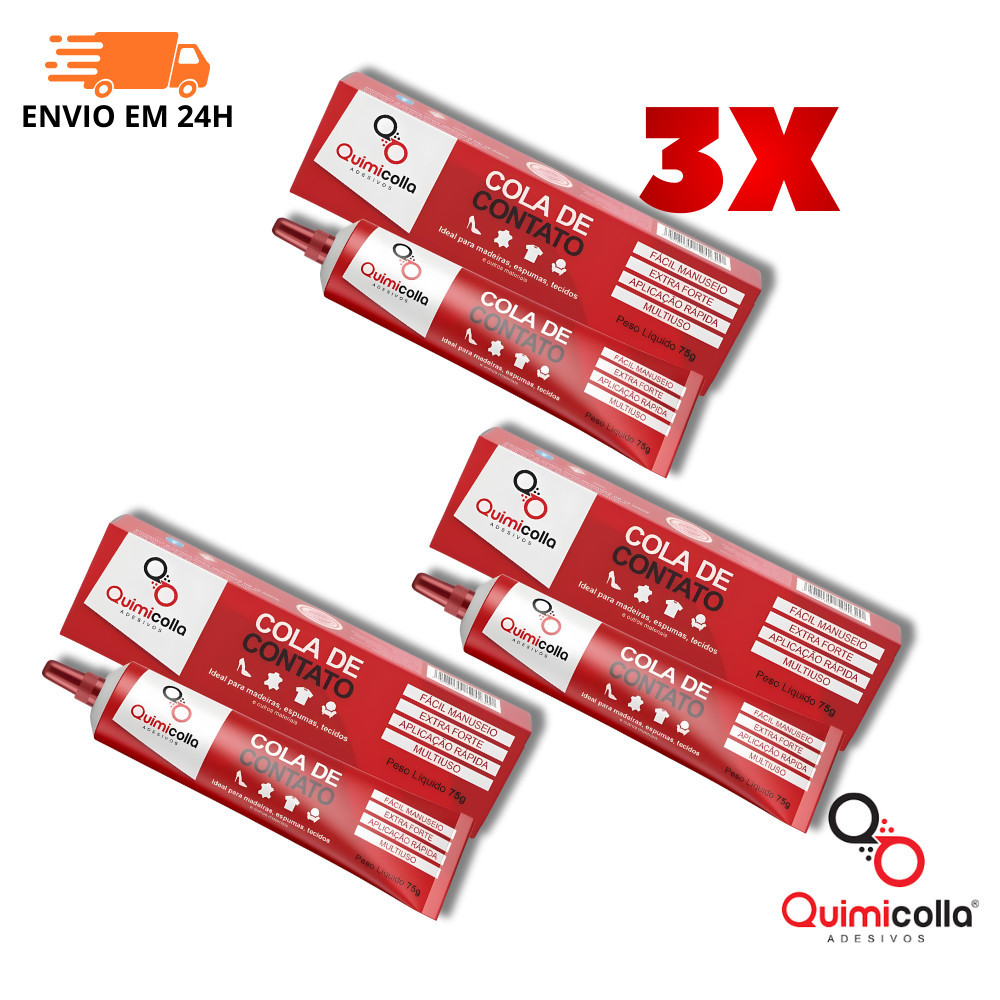 3 Cola De Sapateiro Bisnaga 75g - Quimicolla - Cola de Contato Tipo Cascola