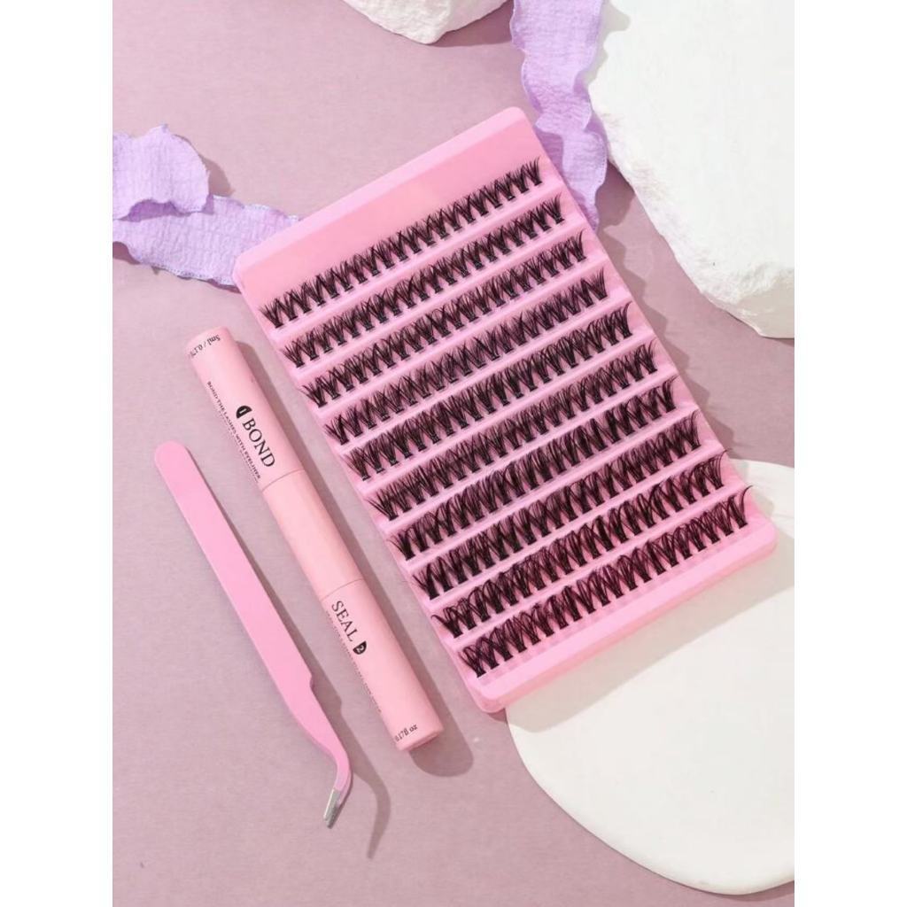Kit de Extensão de Cílios 200 feixes 20D/30D/40D/50D/60D/80D  8-16mix Com Pinças+ Cola 024-226