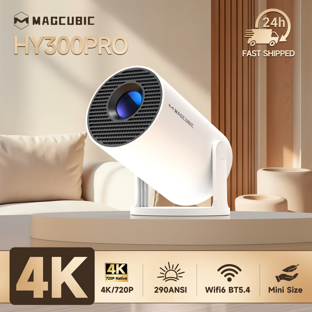 Magcubic Original HY300 2026 Novo Mini Projetor Portátil 4K HD Quarto Projeção de Parede e Teto
