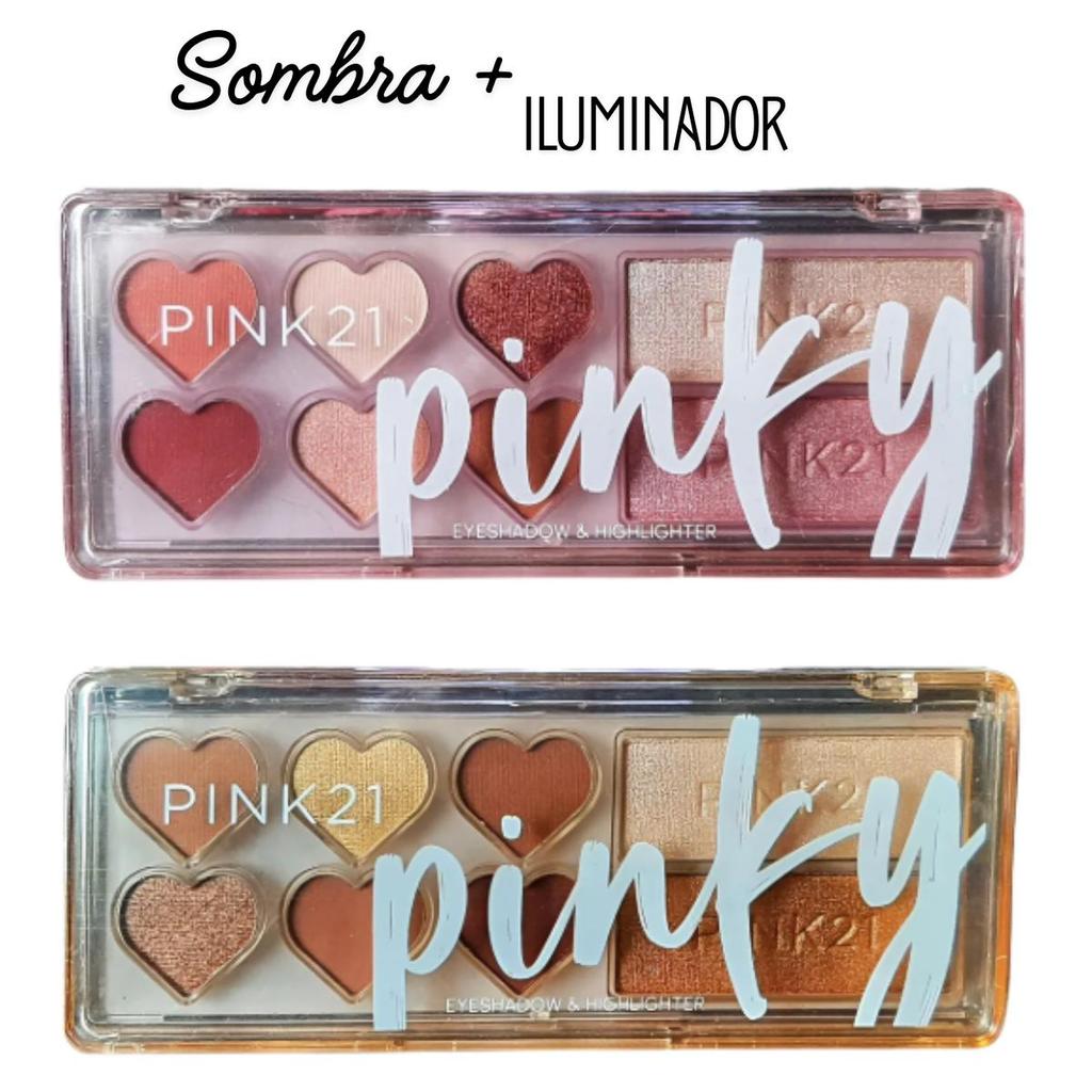 Paleta de sombra com iluminador e blush eyeshadow paleta de iluminador PINK21