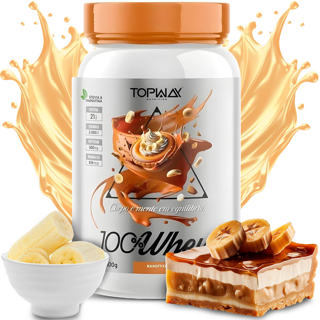 TopWay Suplemento Alimentar Whey Protein 100% 900g Sabor Banofee Concentrado