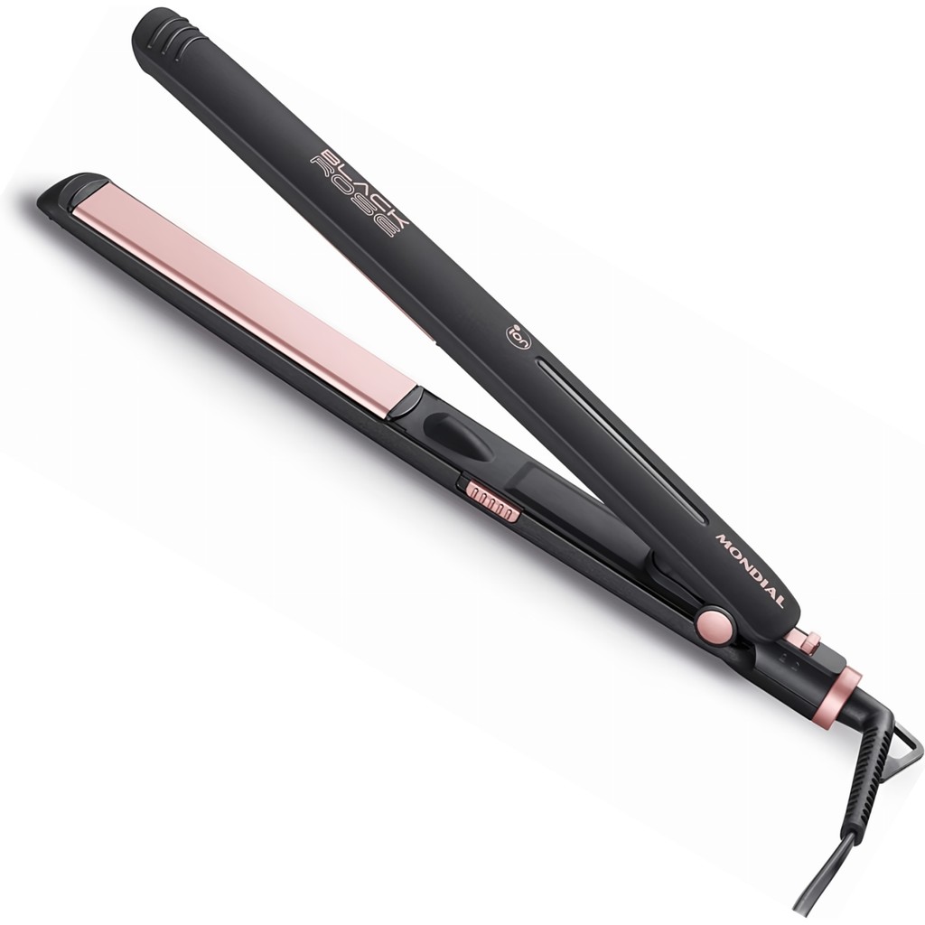 Prancha Alisadora Mondial P-27 Preto/Rose 220V Chapa Cerâmica Tourmaline Íon 220°C