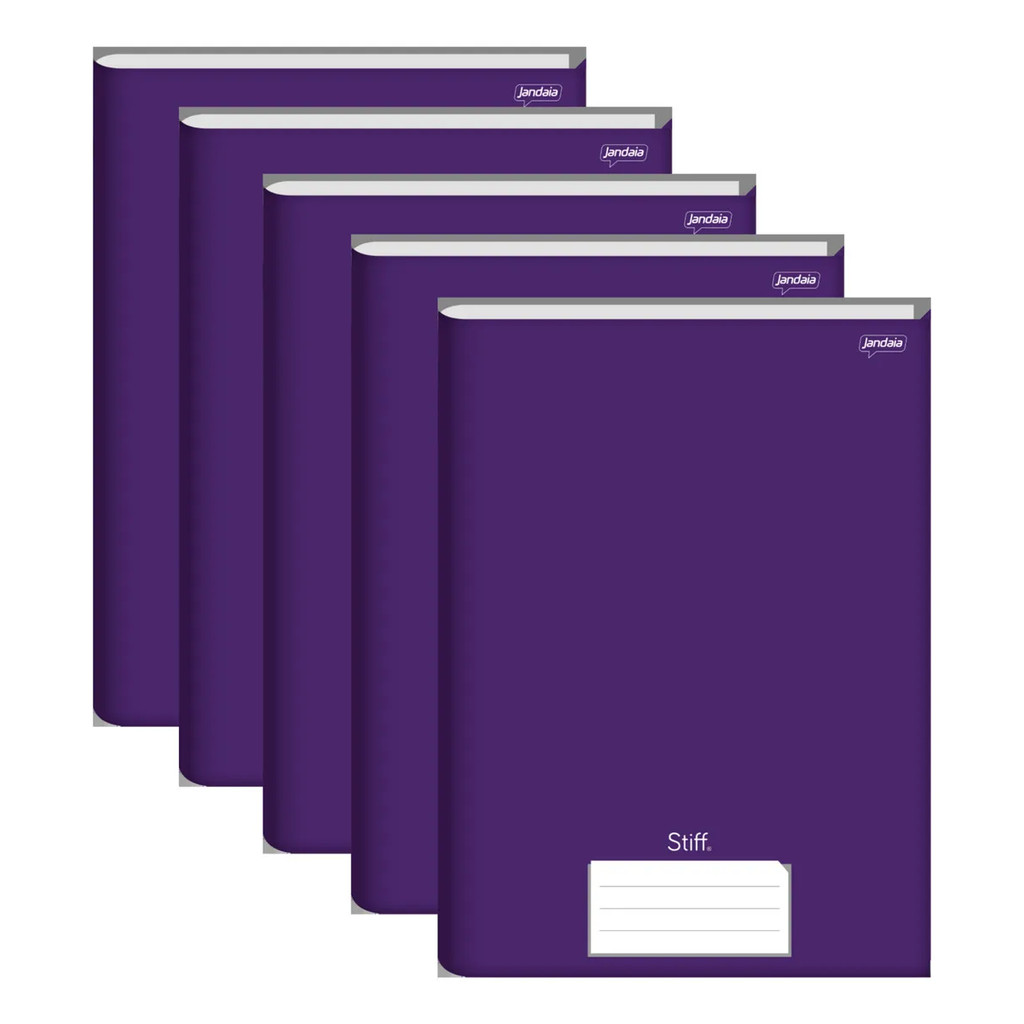 KIT 5 CADERNO CADERNO PEQUENO JANDAIA 96F STIFF 1/4 CAPA DURA- LILÁS em Oferta na Shopee