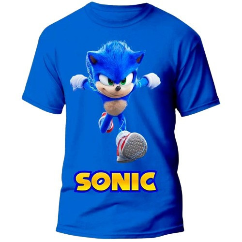 Camiseta Infantil 100% Algodão Estampada Sonic Manga Curta Meninos e Meninas Juvenil
