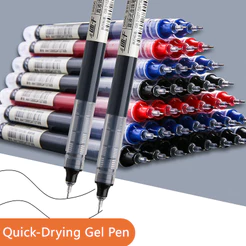 Canetas De Gel Líquido Reto De Secagem Rápida 0,5mm Preto/Azul/Vermelho
