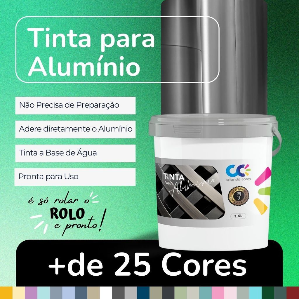 Tinta Alumínio 1,6Kg Premium VÁRIAS CORES Alta Cobertura Não precisa Preparação Fundo ou Primer para Portão Porta Grade