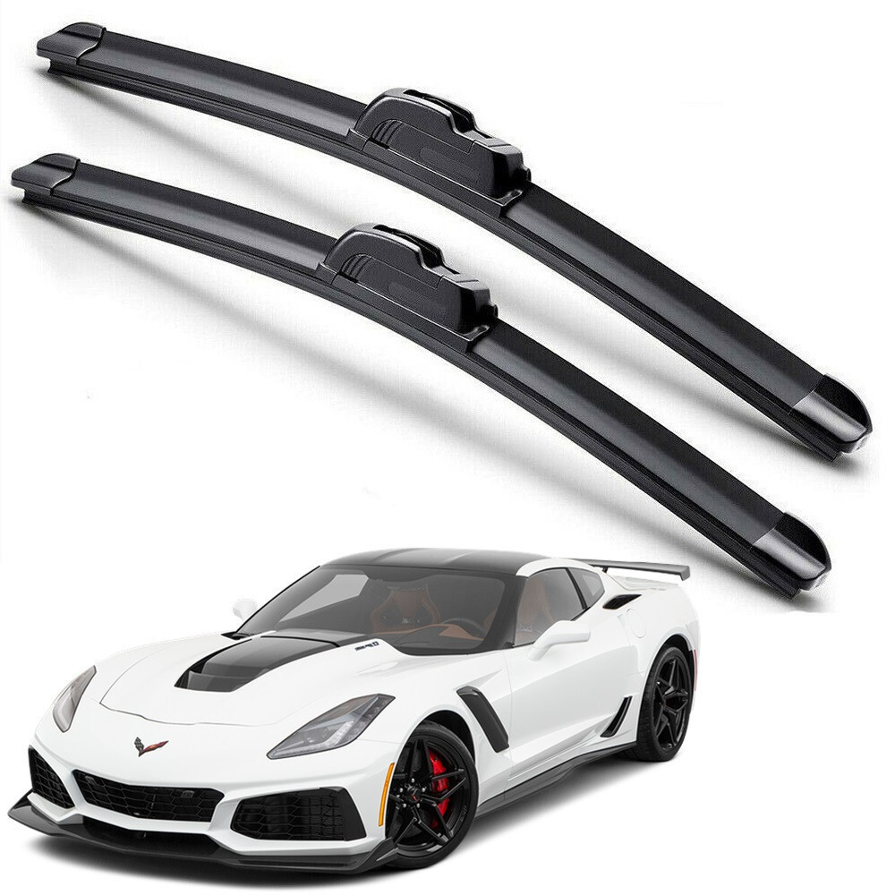 Para 2014-2019 Chevy Corvette C7 Lâminas De Limpador De Pára-Brisa J-HOOK Silicone Híbrido