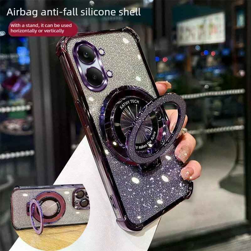 Para Samsung Galaxy A07 A06 A05 A05S A04 A04S A04E A03 Core A03S A02 A02S Luxo Chapeamento Glitter Suporte Caso Capa
