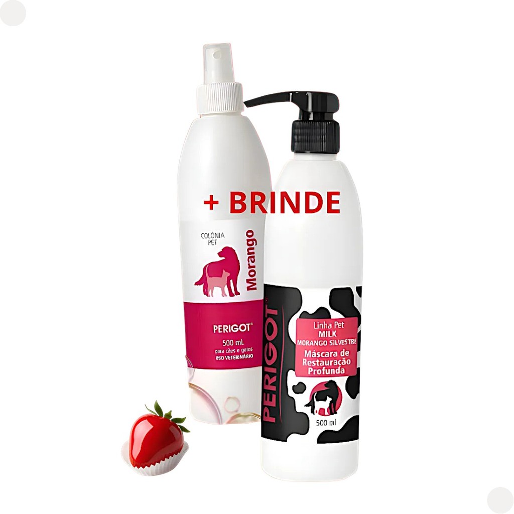 Banho Pet Morango Do Amor Perigot Mascara E Colonia Cães Gat