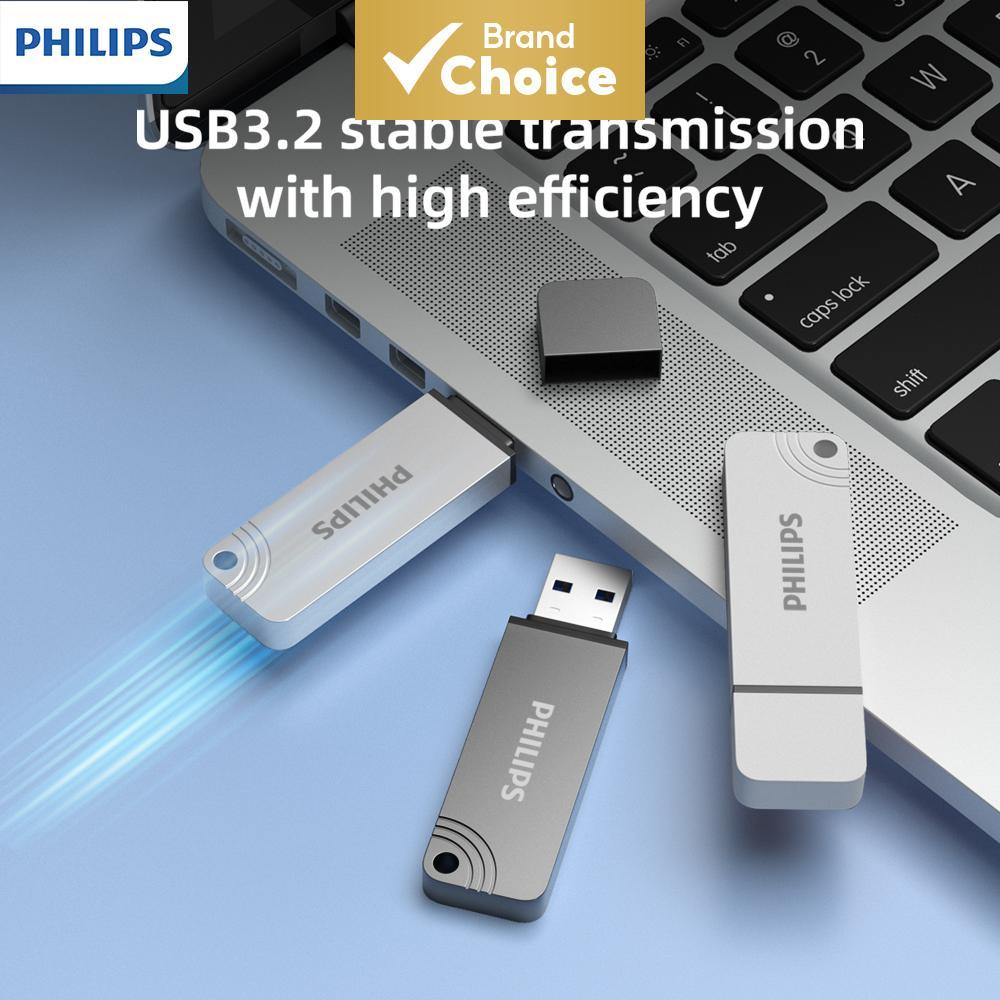 PHILIPS Flash Drive Estilizado de 32GB 64GB 128GB 256GB USB 3.2 Pendrive de Alta Velocidade para Armazenamento de