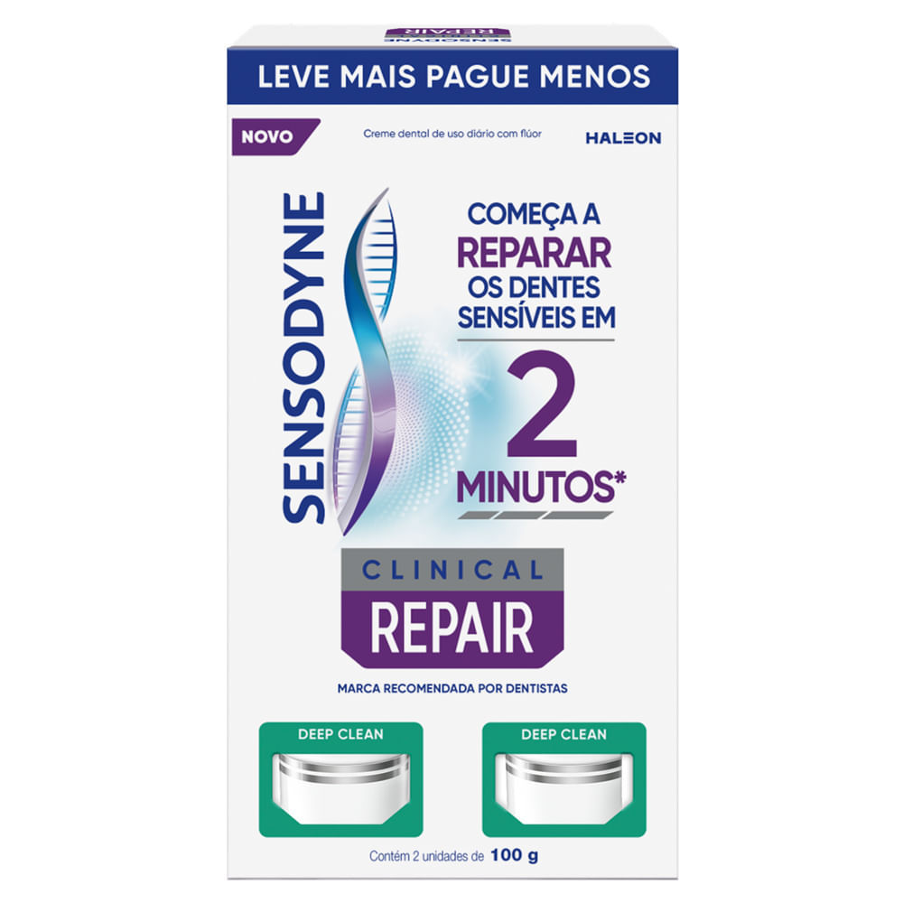Creme Dental Sensodyne Clinical Repair Deep Clean 2 Unidades de 100g cada em Oferta na Shopee