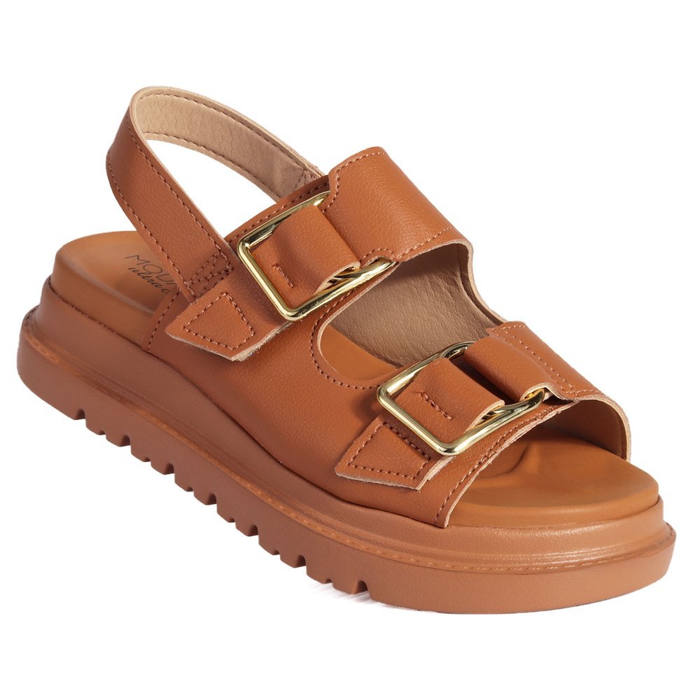 Sandália Feminina Modare Birken Tratorada com Fivelas Ultra leve Palmilha EVA - Caramelo